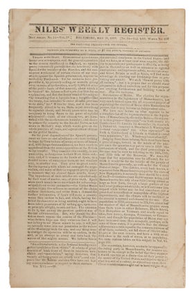 Item #74975 Niles' Weekly Register, New Series No 14 Vol IV, May 29, 1819 Jew Bill. Henry Marie...