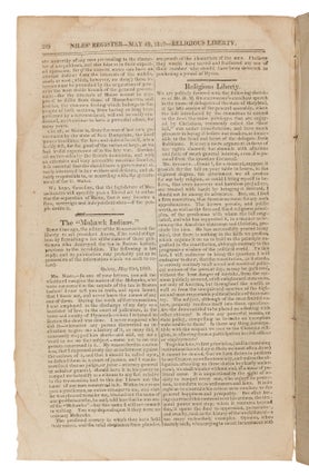 Niles' Weekly Register, New Series No 14 Vol IV, May 29, 1819 Jew Bill