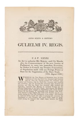 Item #75064 Two Acts Dealing with the Abolition of the Slave Trade in Britain. Slavery, Great...