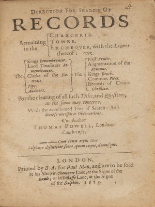 Direction for Search of Records Remaining in the Chancerie, Tower...