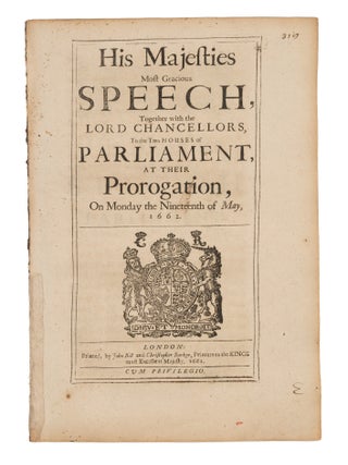 Item #75152 His Majesties Most Gracious Speech, Together with the Lord Chancellors. King of...