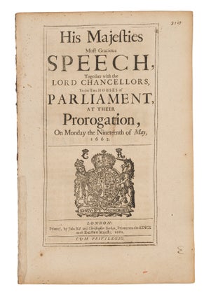 Item #75152 His Majesties Most Gracious Speech, Together with the Lord Chancellors. King of...