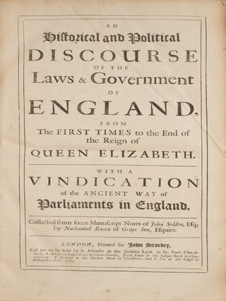 An Historical and Political Discourse of the Laws and Government...