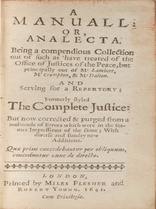 A Manuall, Or, Analecta. Being a Compendious Collection Out of Such...