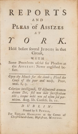 Reports and Pleas of Assizes at York: Held Before Several Judges...