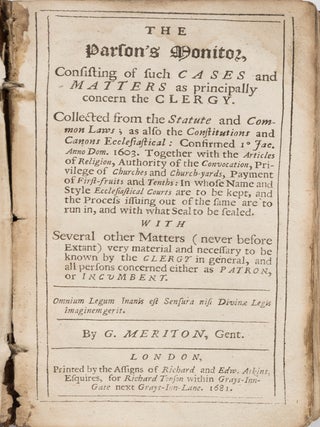 The Parson's Monitor, Consisting of Such Cases and Matters as...