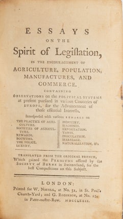 Essays on the Spirit of Legislation, In the Encouragement...