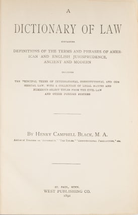 A Dictionary of Law..., 1st edition, 1891, Black's Law Dictionary