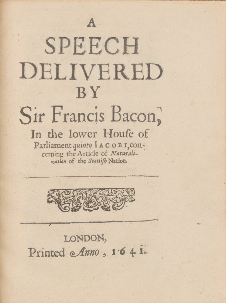 Item #75319 A Speech Delivered by Sir Francis Bacon, In the Lower House of. Sir Francis Bacon.