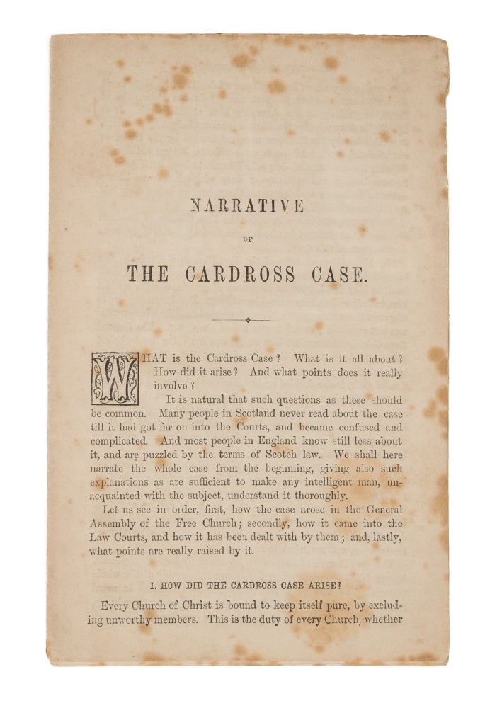 Item #75336 Narrative of the Cardross Case, 1861. John Macmillan.