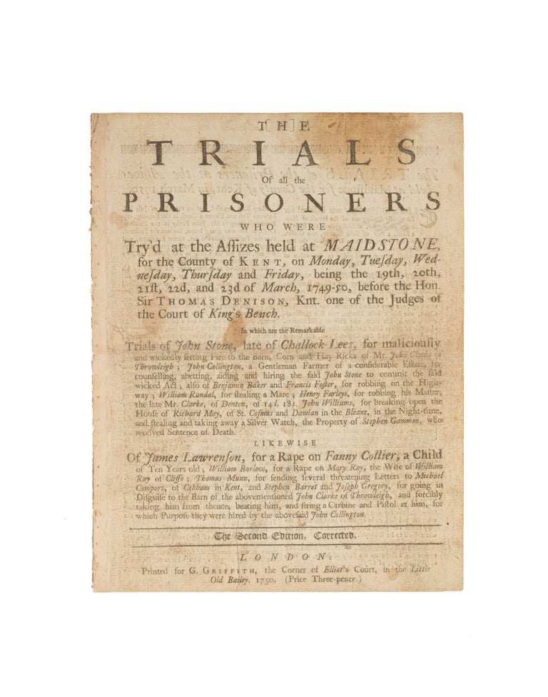 Item #75367 The Trials of All the Prisoners Who Were Try'd at the Assizes Held. Trials, Great Britain.