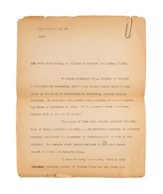 North from Malaya [with] Draft Press Release.