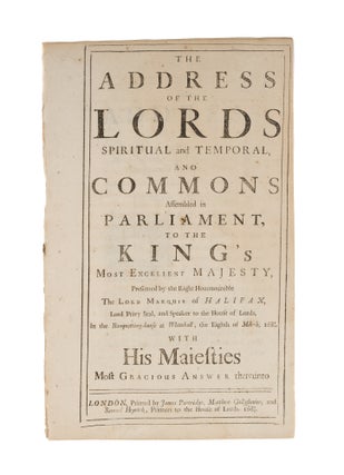 Item #75378 The Address of the Lords Spiritual and Temporal, And Commons. Great Britain, Parliament
