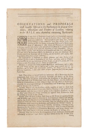 Eight Broadsides Dealing with Bankruptcy Reform, 1718-1719.