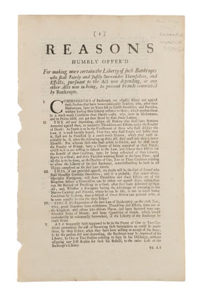 Eight Broadsides Dealing with Bankruptcy Reform, 1718-1719.