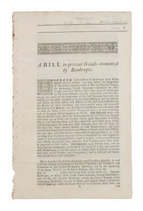 Eight Broadsides Dealing with Bankruptcy Reform, 1718-1719.