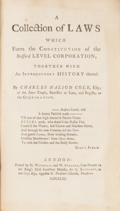 A Collection of Laws Which Form the Constitution of the Bedford...