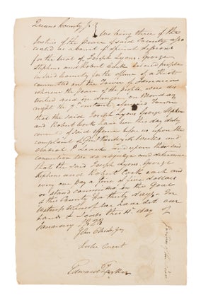 Item #75485 Conviction for Rioting, Queens County, New York, January 11, 1828. Manuscript, New York