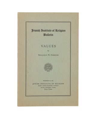 Item #75511 Values. New York, 1944. Benjamin N. Cardozo