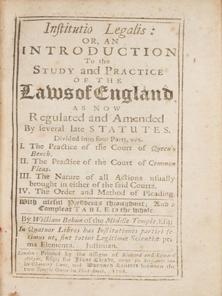 Institutio Legalis, Or, An Introduction to the Study and Practice...