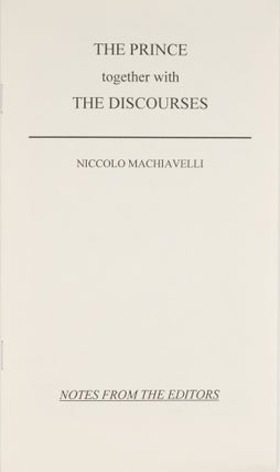 The Prince and the Discourses.