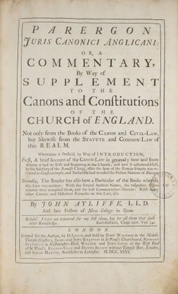 Parergon Juris Canonici Anglicani, or, A Commentary By Way of...