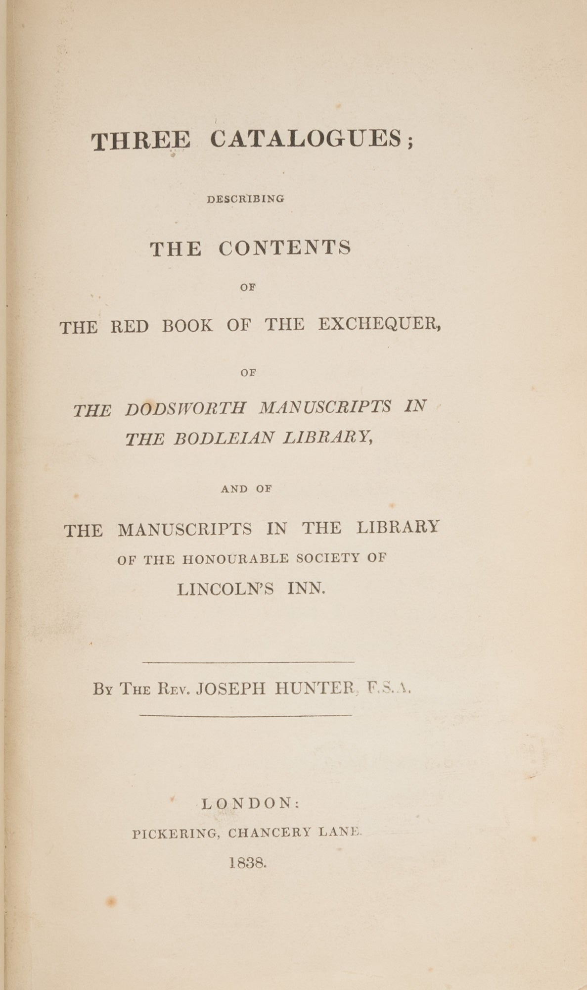 Three Catalogues; Describing the Contents of the Red Book of the ...