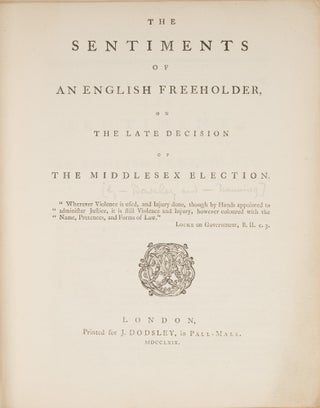 Item #75631 The Sentiments of an English Freeholder, On the Late Decision of the. English Freeholder