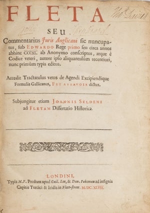 Fleta, Seu Commentarius Juris Anglicani Sic Nuncupatus, Sub Edwardo...