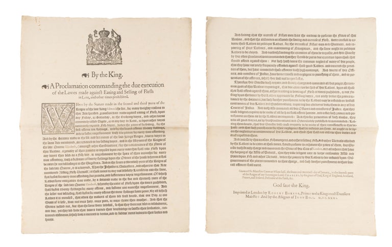 Item #75741 By the King: A Proclamation Commanding the Due Execution of the Lawes. Broadside, King of England Charles I.