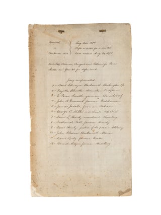 Item #75783 Witness Testimony in Commonwealth v Hartman et al, August 20, 1874. Manuscript,...