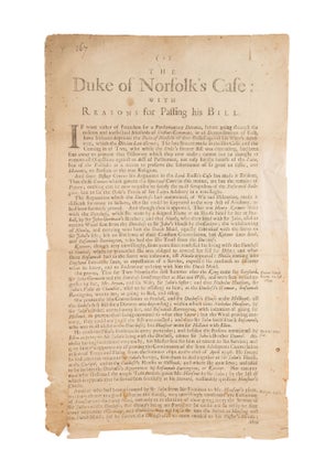 Item #75857 The Duke of Norfolk's Case: With Reasons for Passing His Bill. Henry Howard, 7th Duke...