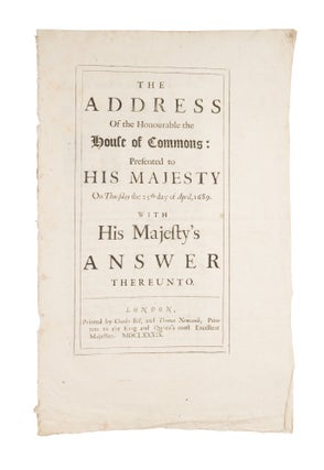 Item #75875 The Address of the Honourable the House of Commons: Presented to. Great Britain,...