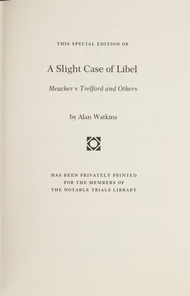 A Slight Case of Libel: Meacher v Trelford and Others.