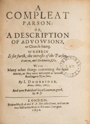 The History... [Bound with] A Compleat Parson [And] The English Lawyer