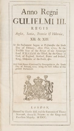 Anno Regni Gulielmi III Regis... XII & XIII, 1701.
