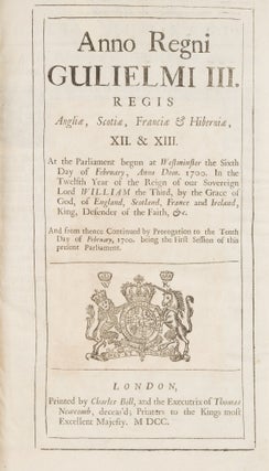 Anno Regni Gulielmi III Regis... XII & XIII, 1701.