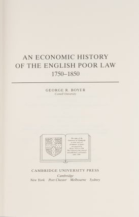 An Economic History of the English Poor Law: 1750-1850.
