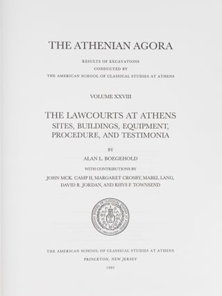 The Lawcourts at Athens: Sites, Buildings, Equipment, Procedure...