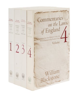 Item #76368 Commentaries on the Laws of England: A Facsimile of the 1st ed. 4 vols. William...