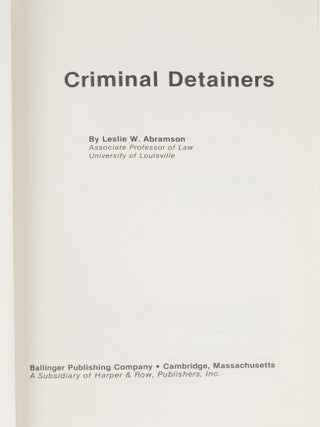 Criminal Detainers.