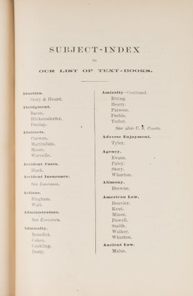 Catalogue of Law Books Published or For Sale, St Louis, 1887.