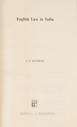 English Law in India.