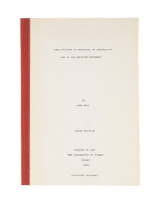 Item #77065 Bibliography of Material on Indonesian Law in the English Language. John Ball