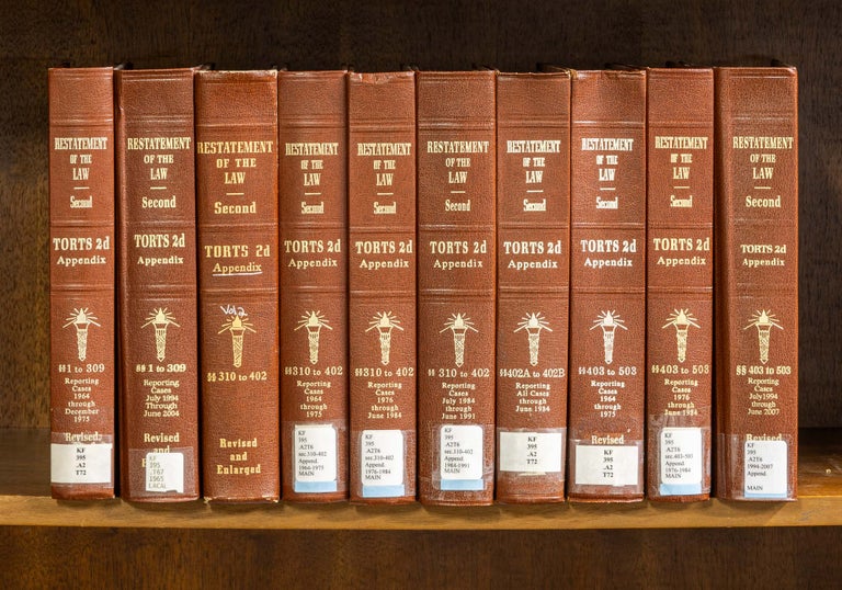 Item #77212 Restatement of the Law Torts 2d Appendix 1-503. 10 books. (1975-2007). American Law Institute.