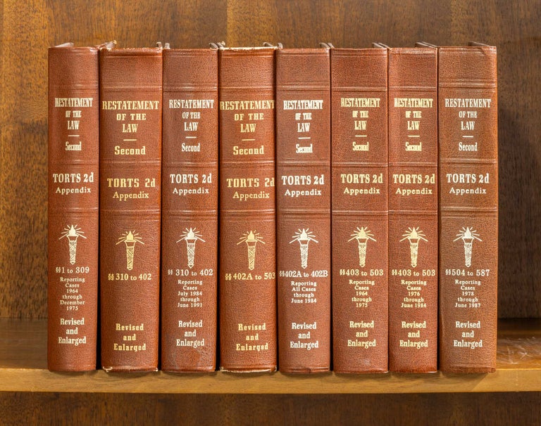 Item #77218 Restatement of the Law Torts 2d Appendix 1-587. 8 books. (1964-1991). American Law Institute.