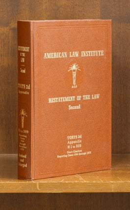 Item #77250 Restatement of the Law Torts 2d Appendix 1-309 (1964-1975). American Law Institute