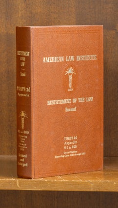 Item #77251 Restatement of the Law Torts 2d Appendix 1-309 (1964-1975). American Law Institute