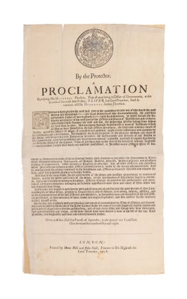 Item #77525 By the Protector, A Proclamation Signifying His Highness Pleasure. Broadside, Richard...