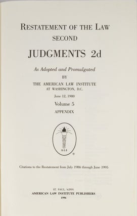 Restatement of the Law Second. Judgments 2d Vol 5 App. (7/1986-6/1995)